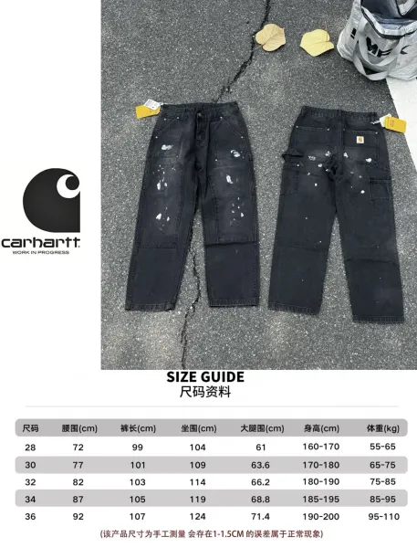 Carhartt WIP Double Knee Paint-Splatter Black Work Pants - 1