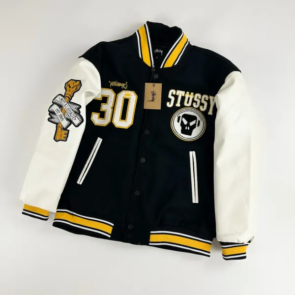 Stüssy Patchwork Bomber Jacket Black - 5