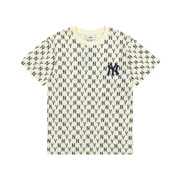 MLB New York Yankees All-Over Logo Cream T-Shirt - 1