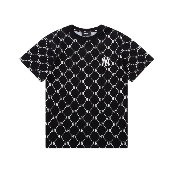 MLB New York Yankees All-Over Logo Print Black T-Shirt - 1