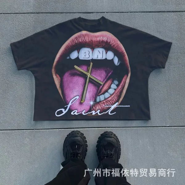 Saint Tears Graphic Print Black T-Shirt - 1
