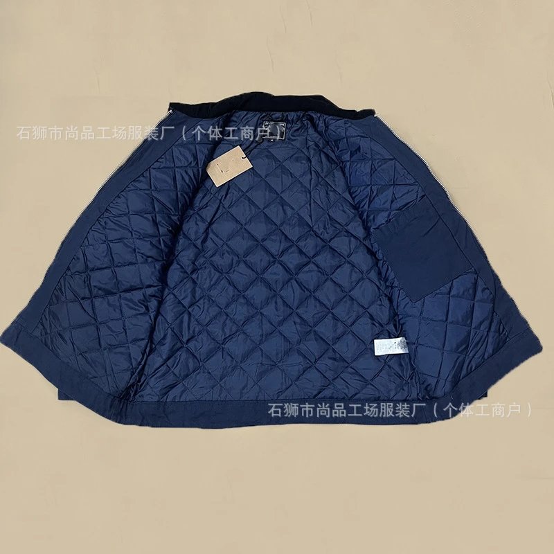 Design Quilted Lined Utility Jacket Navy Blue Outerwear - 6