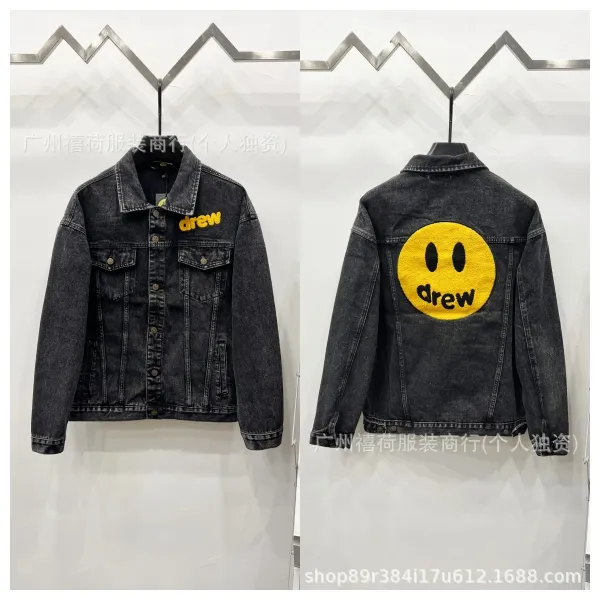 Drew House Smiley Face Denim Jacket Black - 1