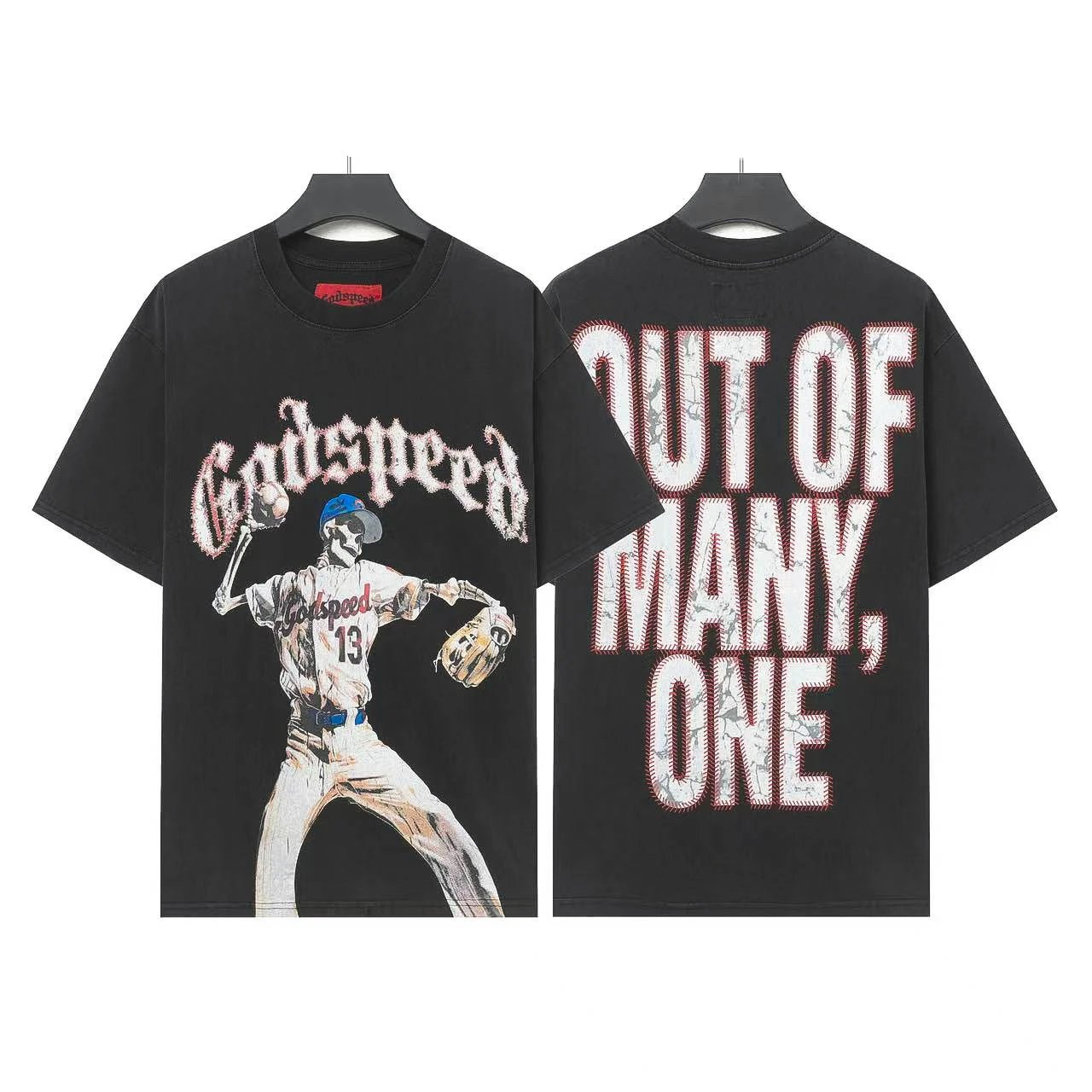 洗水黑短袖t恤男女