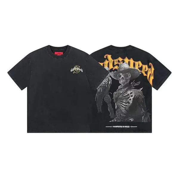 Godspeed Desert Skull Black Oversized T-Shirt Tops.t Shirts - 1