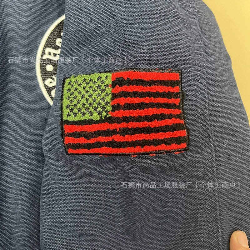 Design Quilted Lined Utility Jacket Navy Blue Outerwear - 11