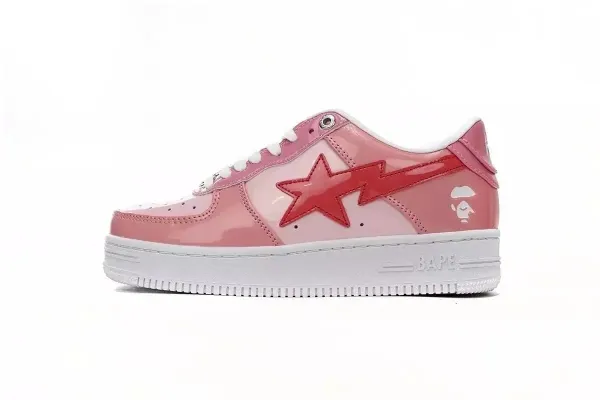 A Bathing Ape Bape Sta Pink Patent Leather Sneakers - 1