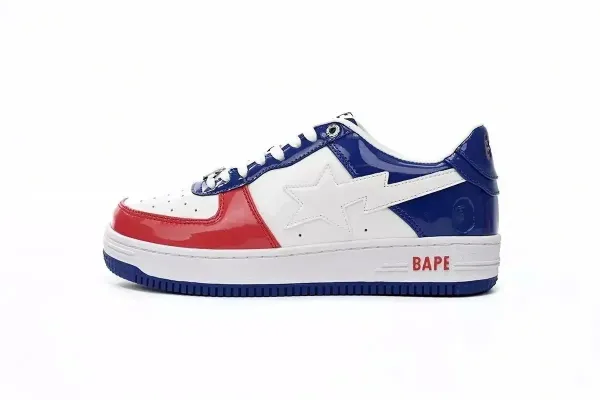 A Bathing Ape Bape Sta Patent Red White Blue Sneakers - 1