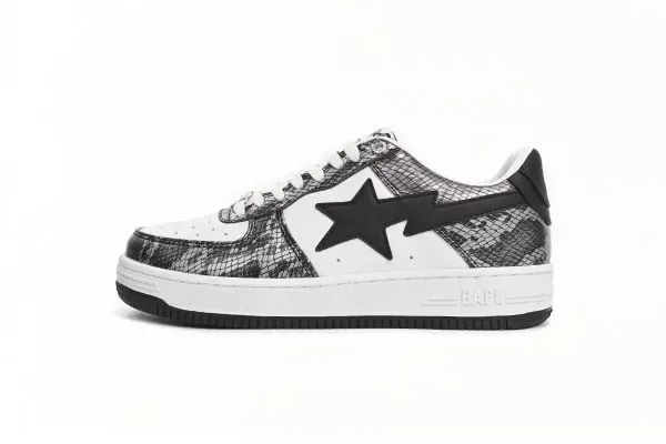 A Bathing Ape Bape Sta Snake Print White Black Sneakers - 1