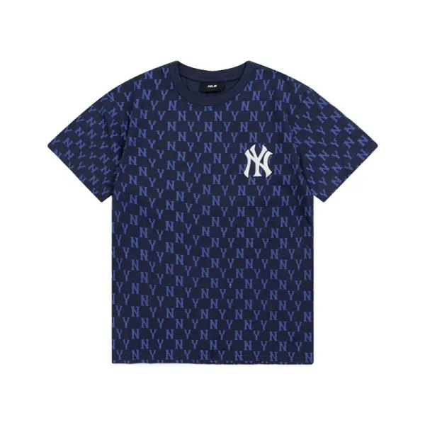 MLB New York Yankees All-Over Logo Navy T-Shirt - 1