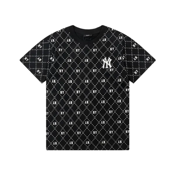 New York Yankees Diamond Grid Print Black T-Shirt - 1