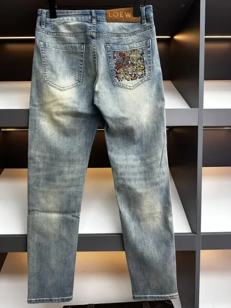 Loewe Pixelated Anagram Embroidered Denim Jeans - 10