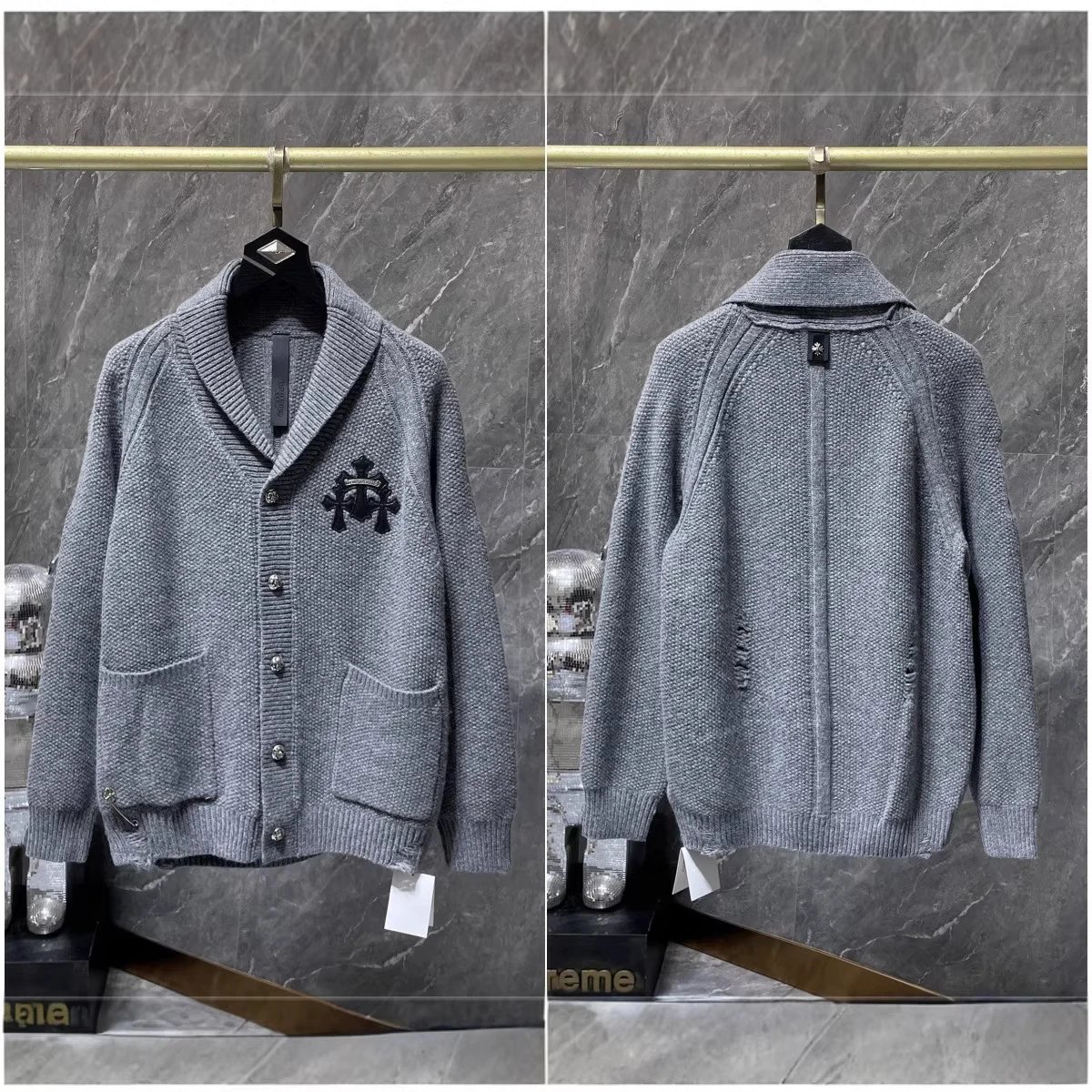 Chrome Hearts Sanskrit Embroidery Knit Cardigan