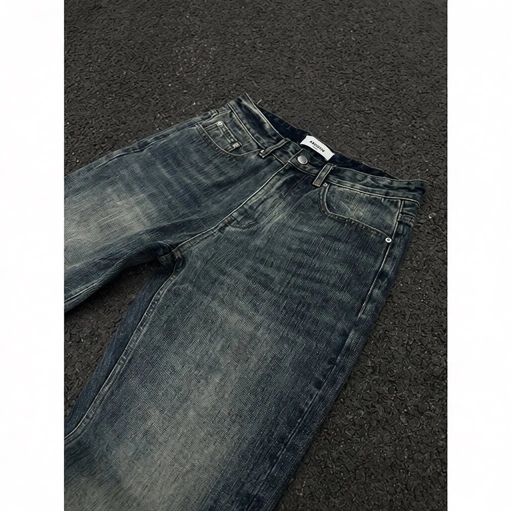 Japanese Okayama Bamboo Festival Sunset Ombre Washed Distressed Slim Bootcut Flared Loose Jeans