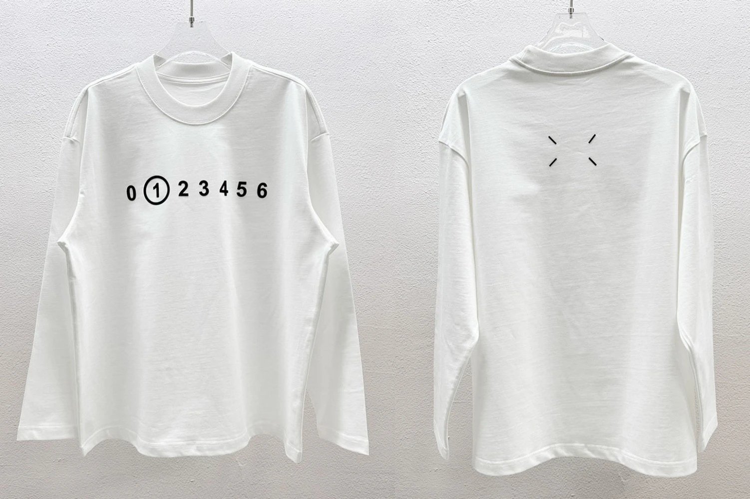 Maison Margiela Numeric Logo Long Sleeve T-shirt White