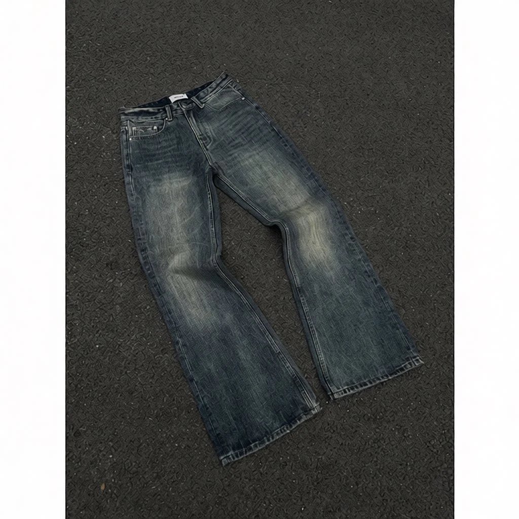 Japanese Okayama Bamboo Knot Sunset Dyeing Water Wash for Doing Old Leg Repair Bootcut Micro Pull Loose Jeans