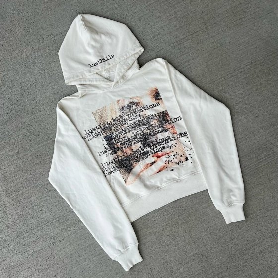 European and American Ins cross-border personalized dark print hoodie long sleeved pullover hoodie retro jacket street trend y2k