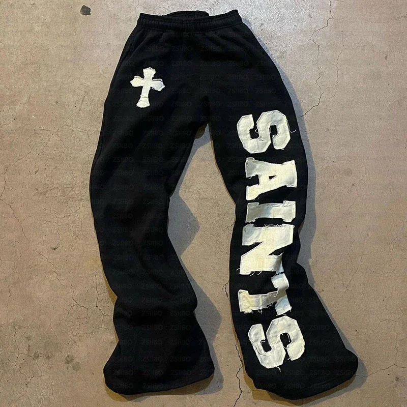 SAINTS Cross Raw Patch Flare Sweatpants