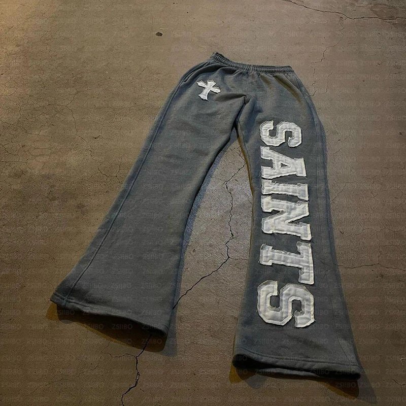 SAINTS Cross Raw Patch Flare Sweatpants - rep spodnie