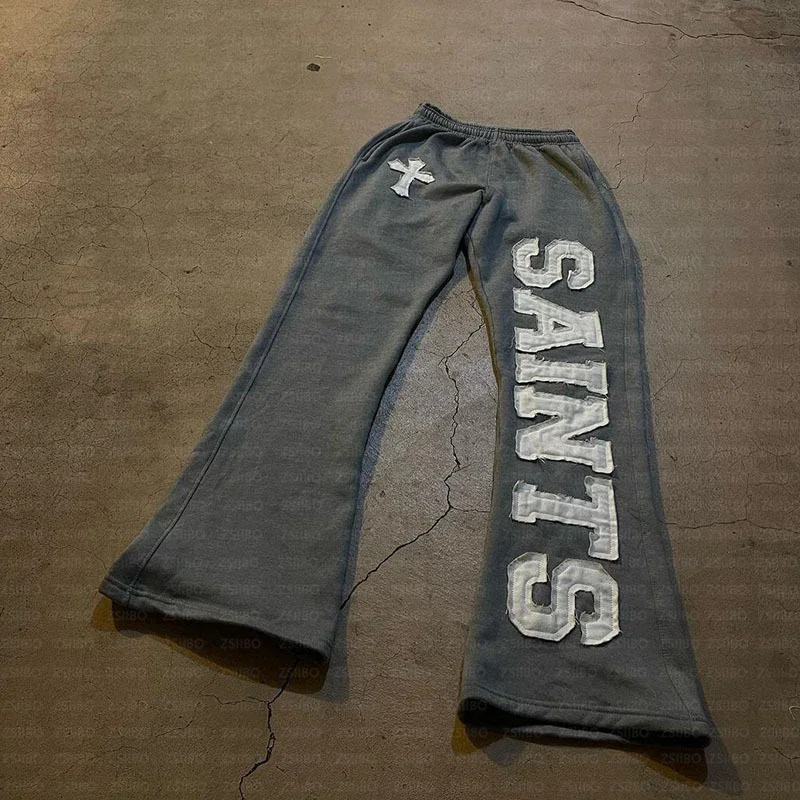 SAINTS Cross Raw Patch Flare Sweatpants