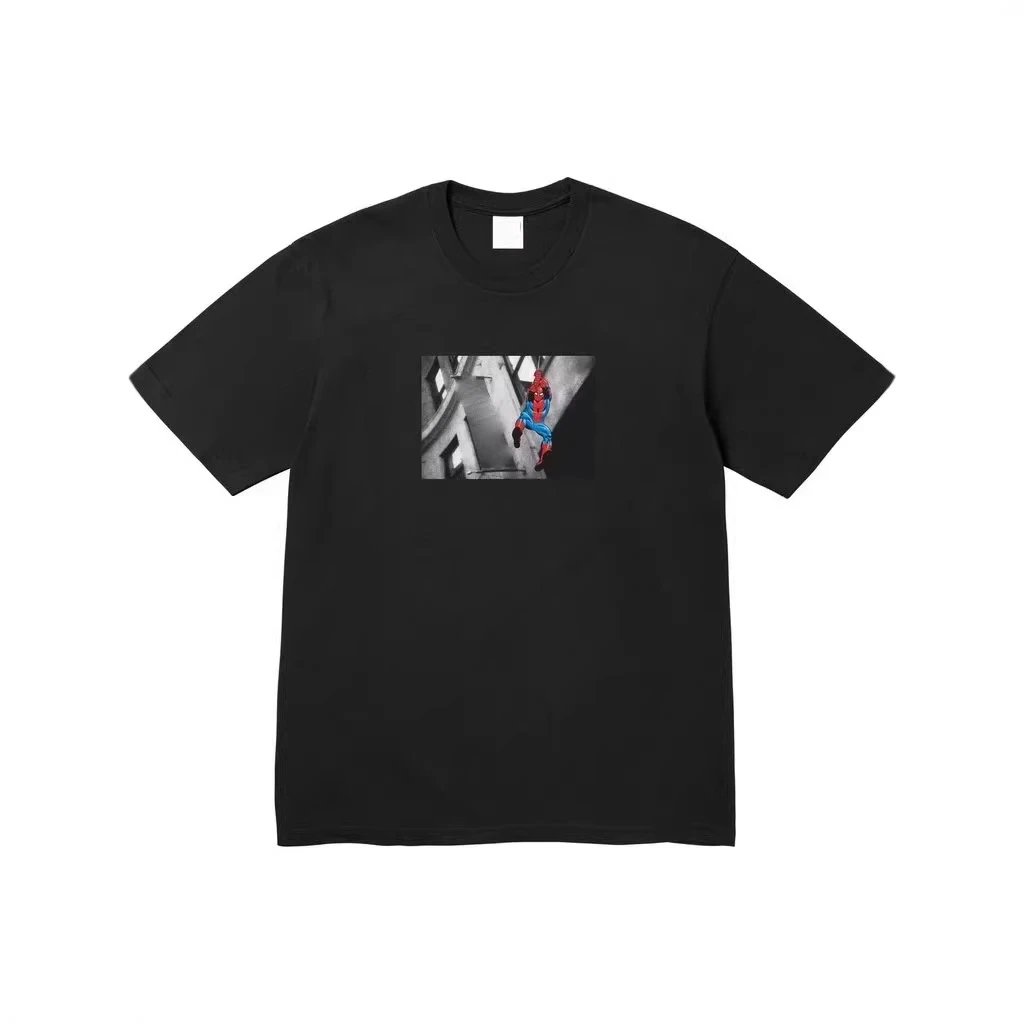 26SS Spider Man Tee Printed T-shirt Short Sleeve Men's and Women's Base Shirt with Spider Man Pattern
