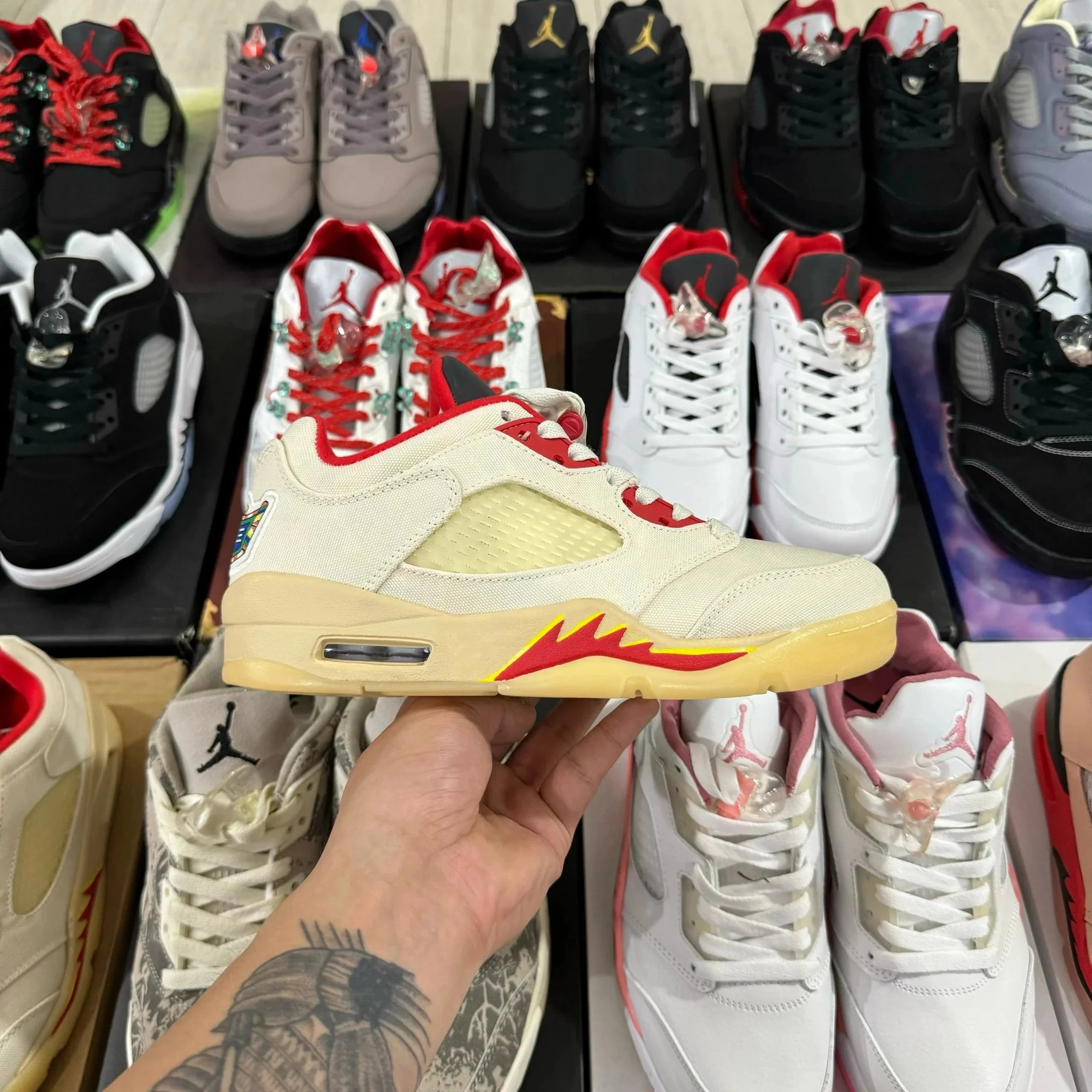 Jordan Sneakers Air 5 — White Red Tear Music