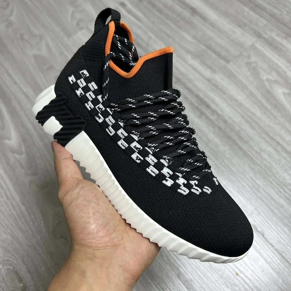 Unbranded Sneakers Knit High-Top Lace-Up with H-Shaped Heel Detail image 11