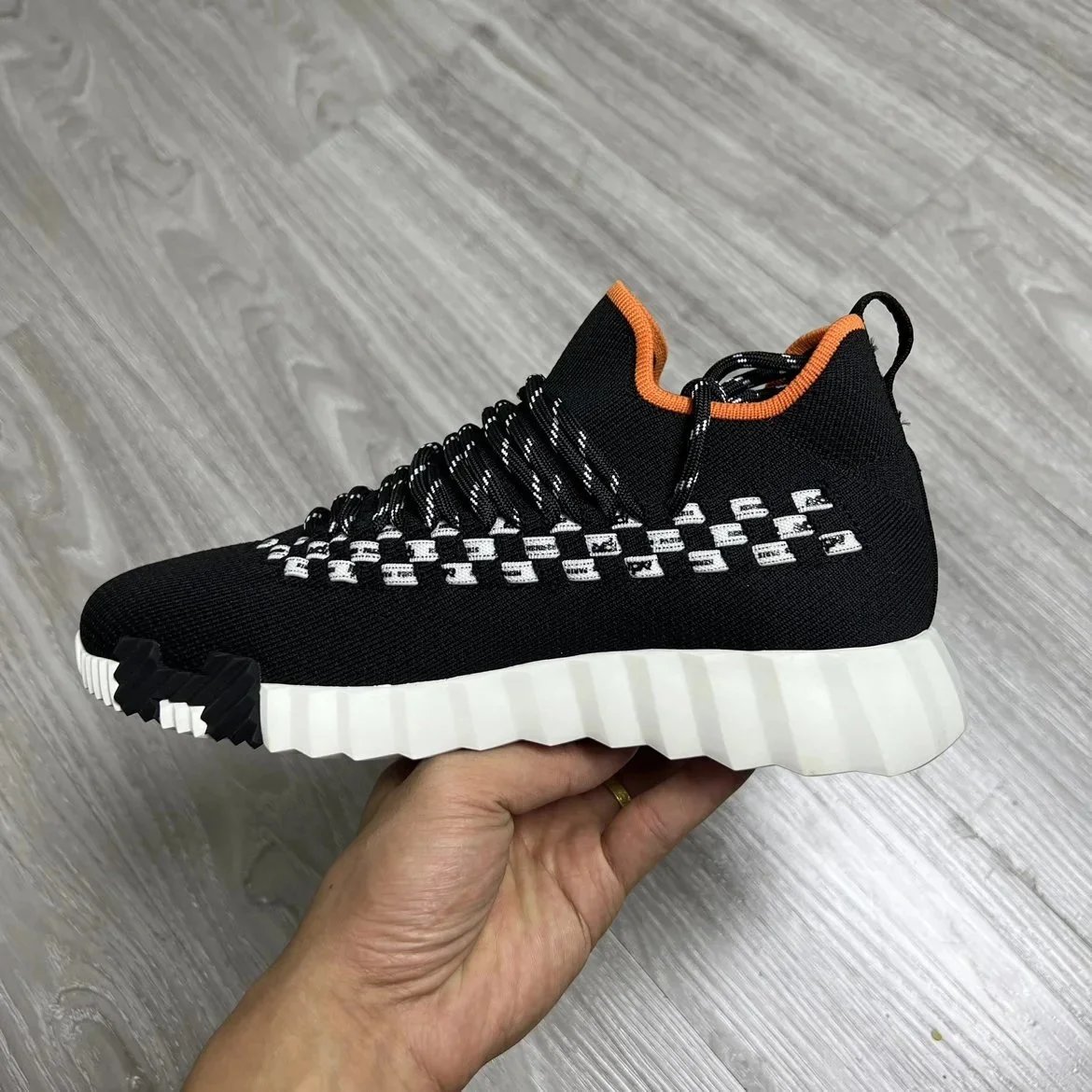 Unbranded Sneakers Knit High-Top Lace-Up with H-Shaped Heel Detail image 9
