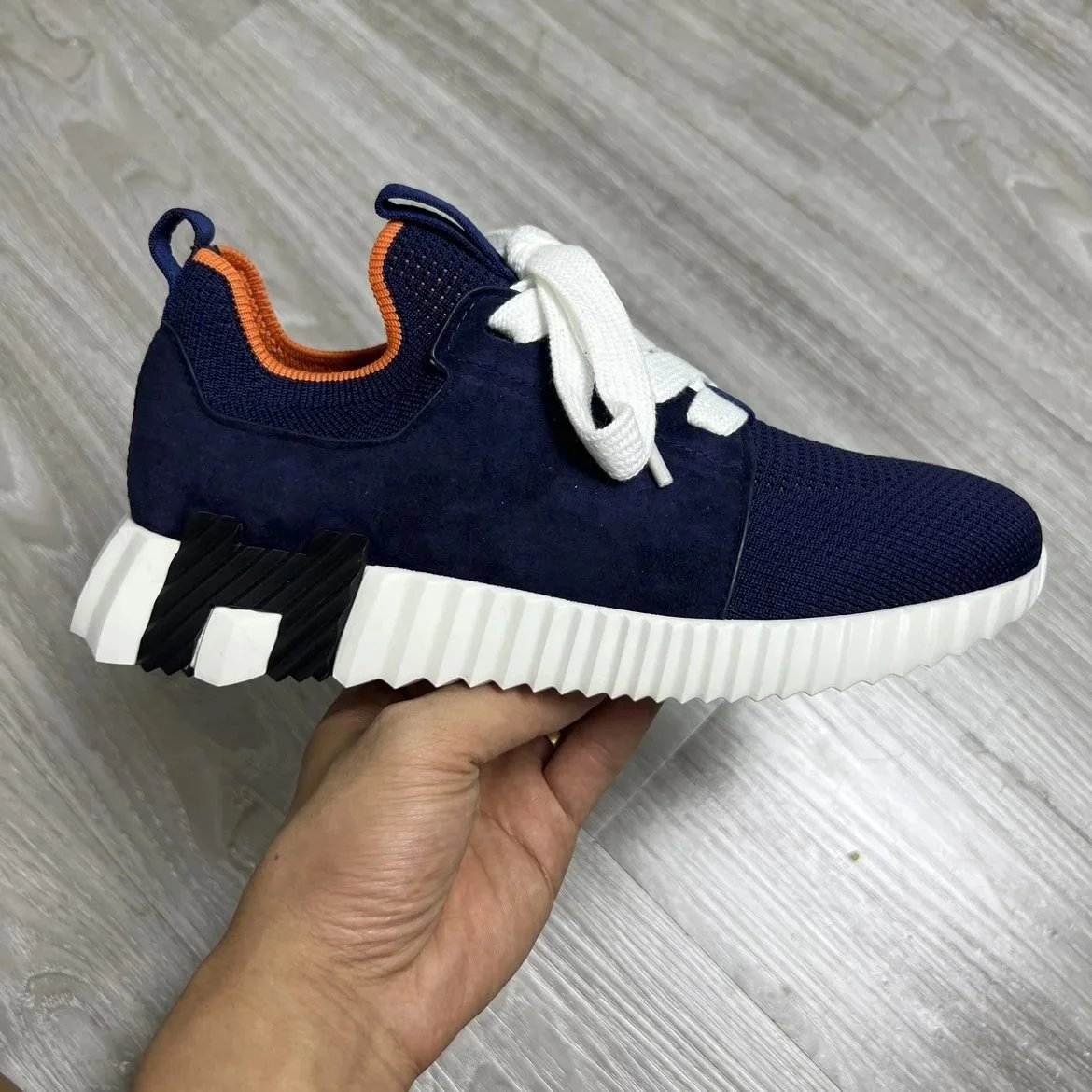Unbranded Sneakers Knit High-Top Lace-Up with H-Shaped Heel Detail image 6