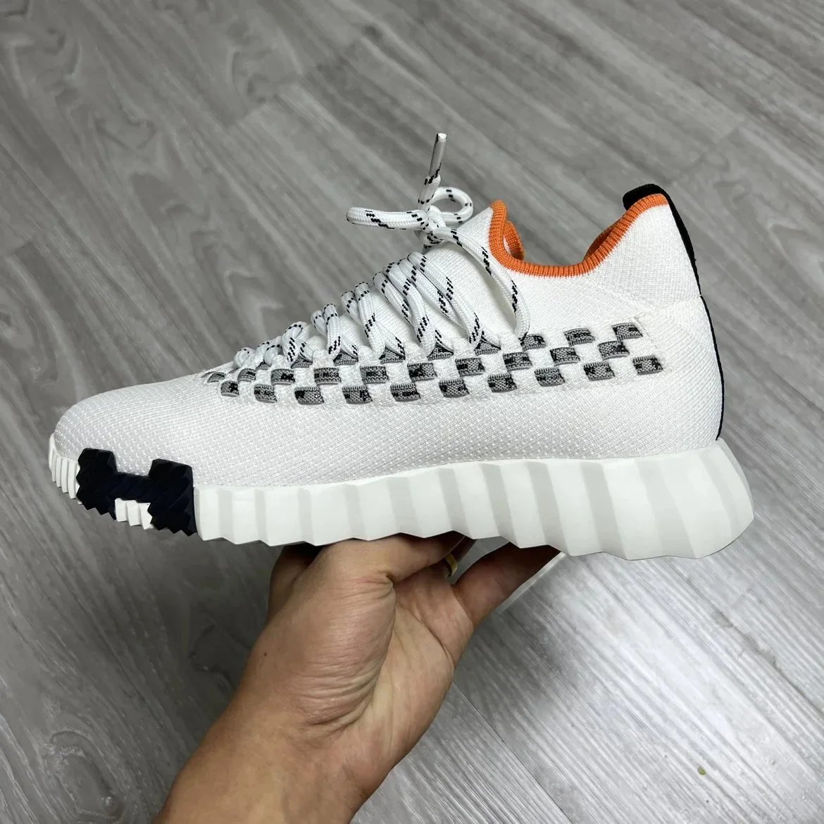 Unbranded Sneakers Knit High-Top Lace-Up with H-Shaped Heel Detail image 14