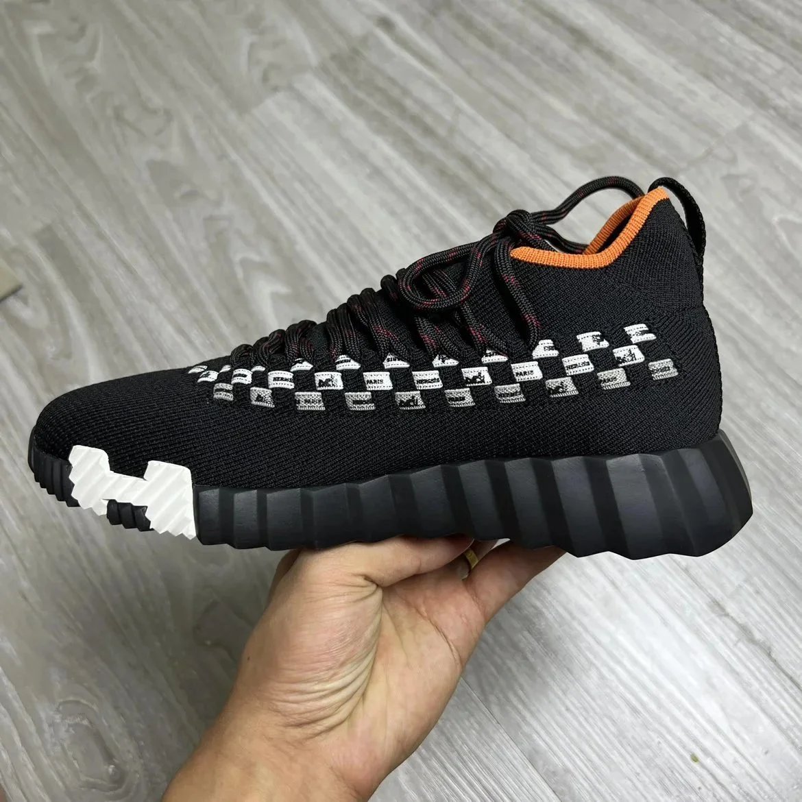 Unbranded Sneakers Knit High-Top Lace-Up with H-Shaped Heel Detail image 15
