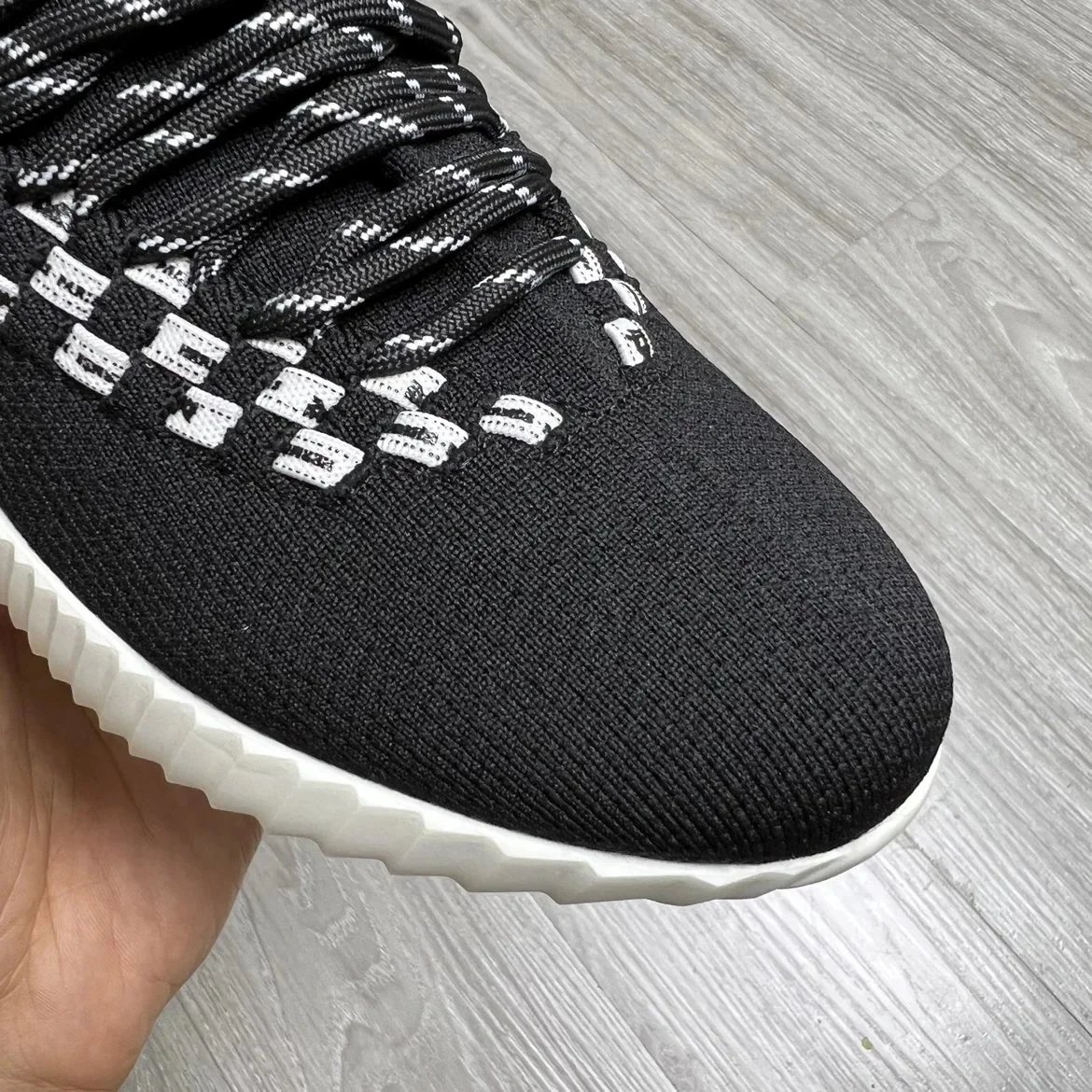 Unbranded Sneakers Knit High-Top Lace-Up with H-Shaped Heel Detail image 12