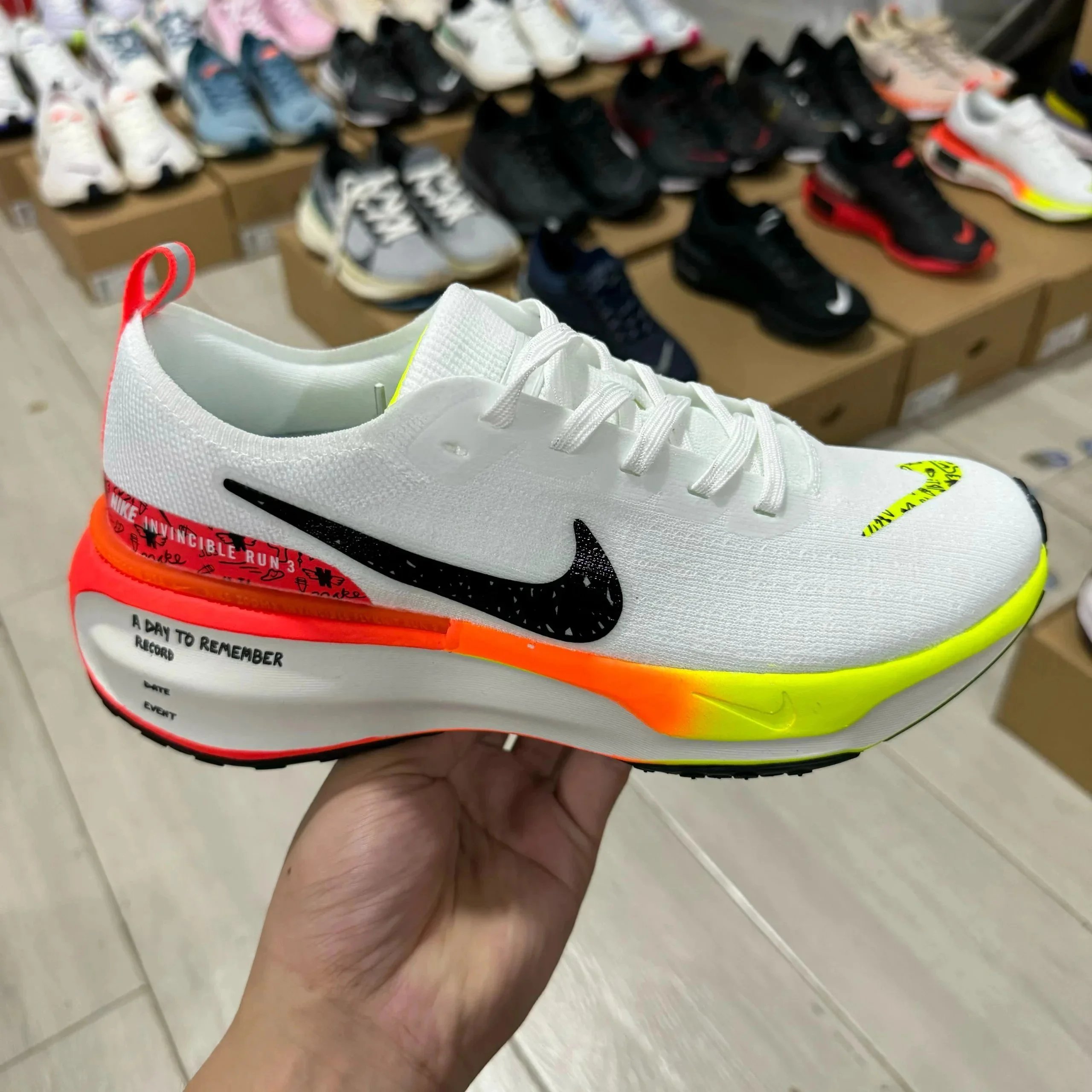 Nike Sneakers Invincible Run 3 — White, red, and yellow
