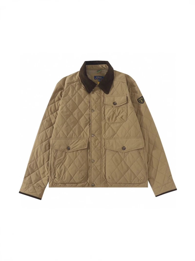 Cross border RL Ralph classic old money style workwear diamond grid retro cotton jacket for men and women, jacket for warmth in winter