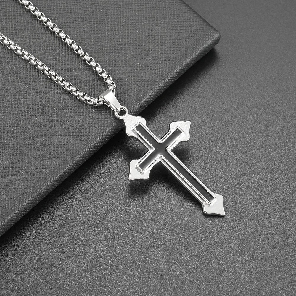 1 # Two tone Cross Necklace - Titanium Steel