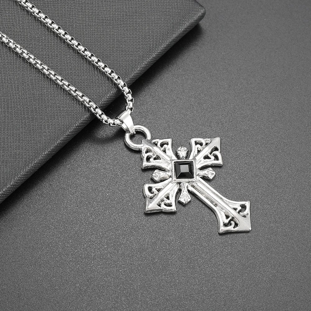 4 # Retro Cross Necklace - Titanium Steel