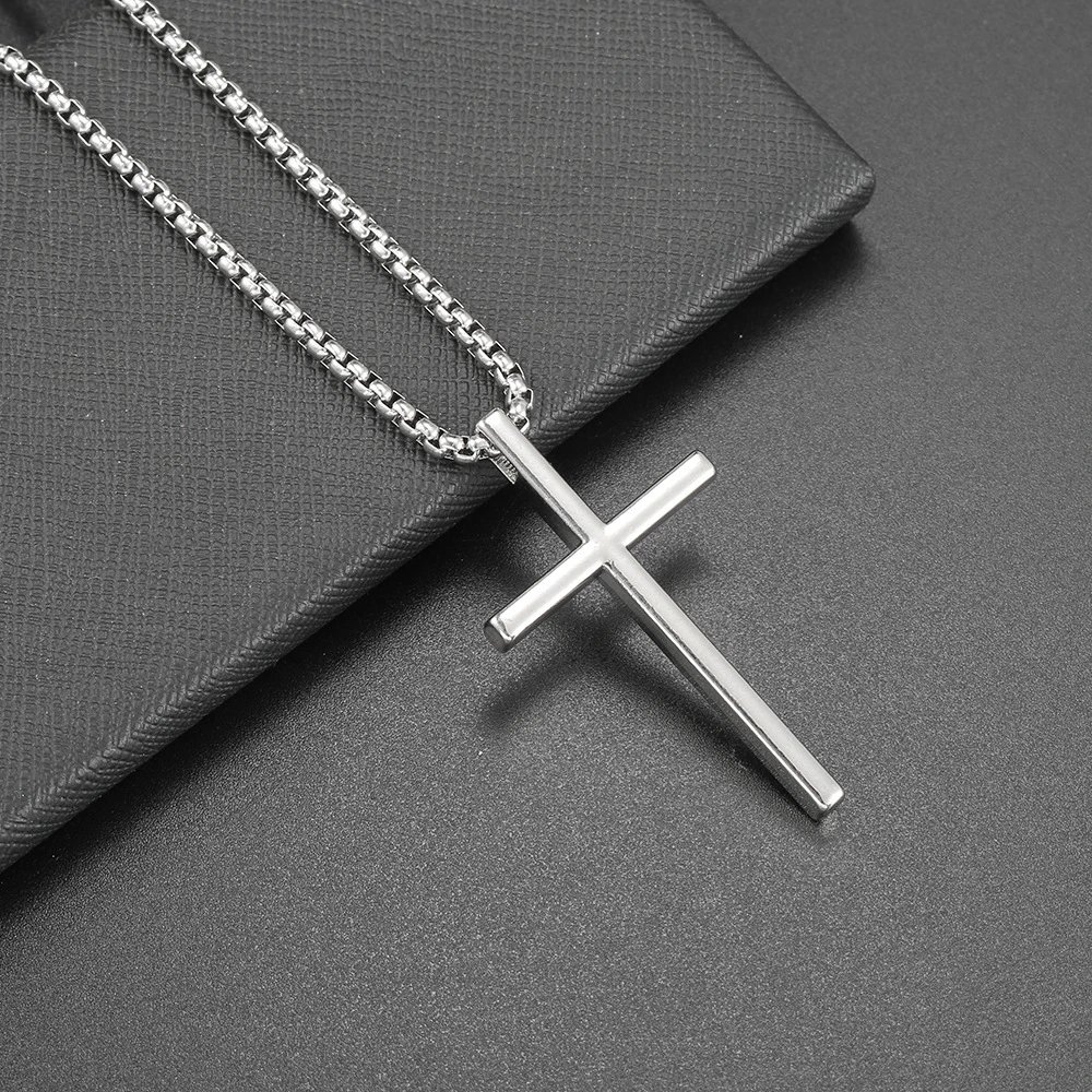 5 # Minimalist Cross Necklace - Titanium Steel