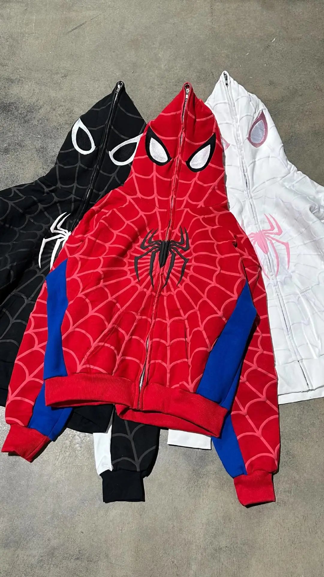 Spider! Pink Spider Logo Quilted Hoodie White - 3