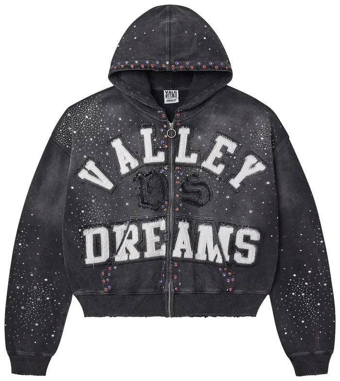Vale Forever Destiny's Child Valley Dreams Zip Sweater Rhinestone Black