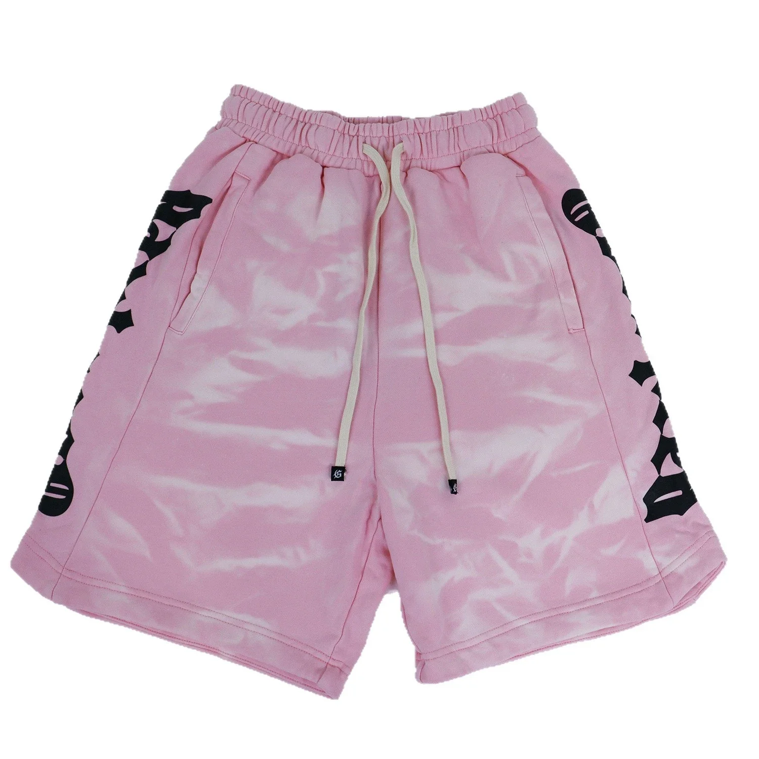 Pink Tie-Dye Style Gothic Letter Casual Shorts