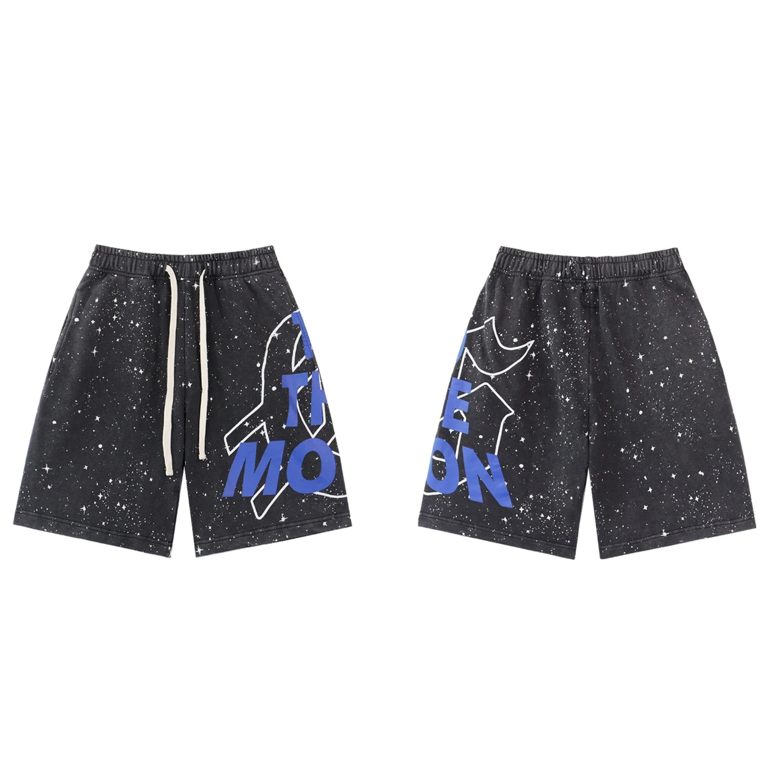 splatter starry letter black shorts - rep szorty