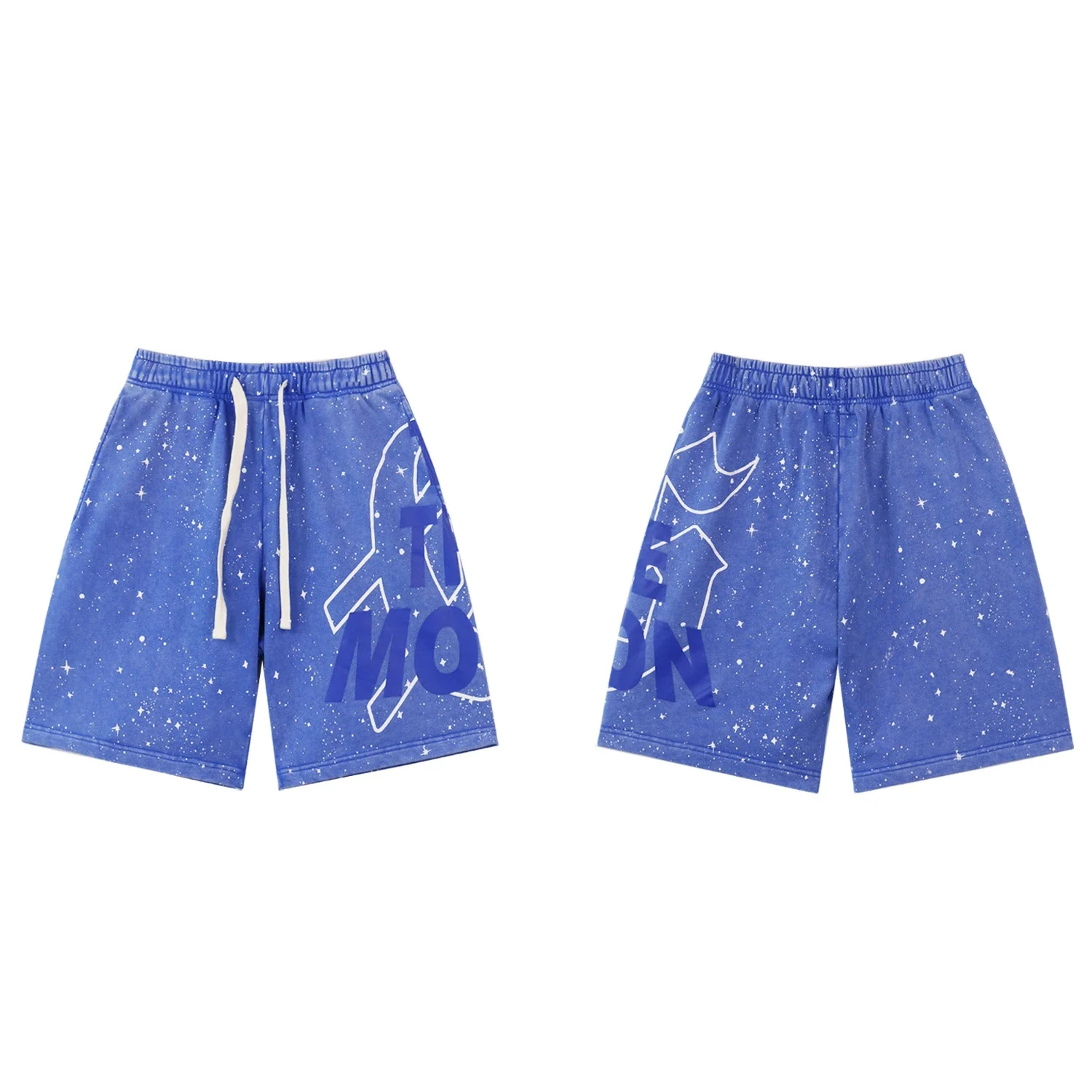 To The Moon: Starry Ink-Splatter Lettering — Men's Casual Mid-Length Sweatpants - rep szorty