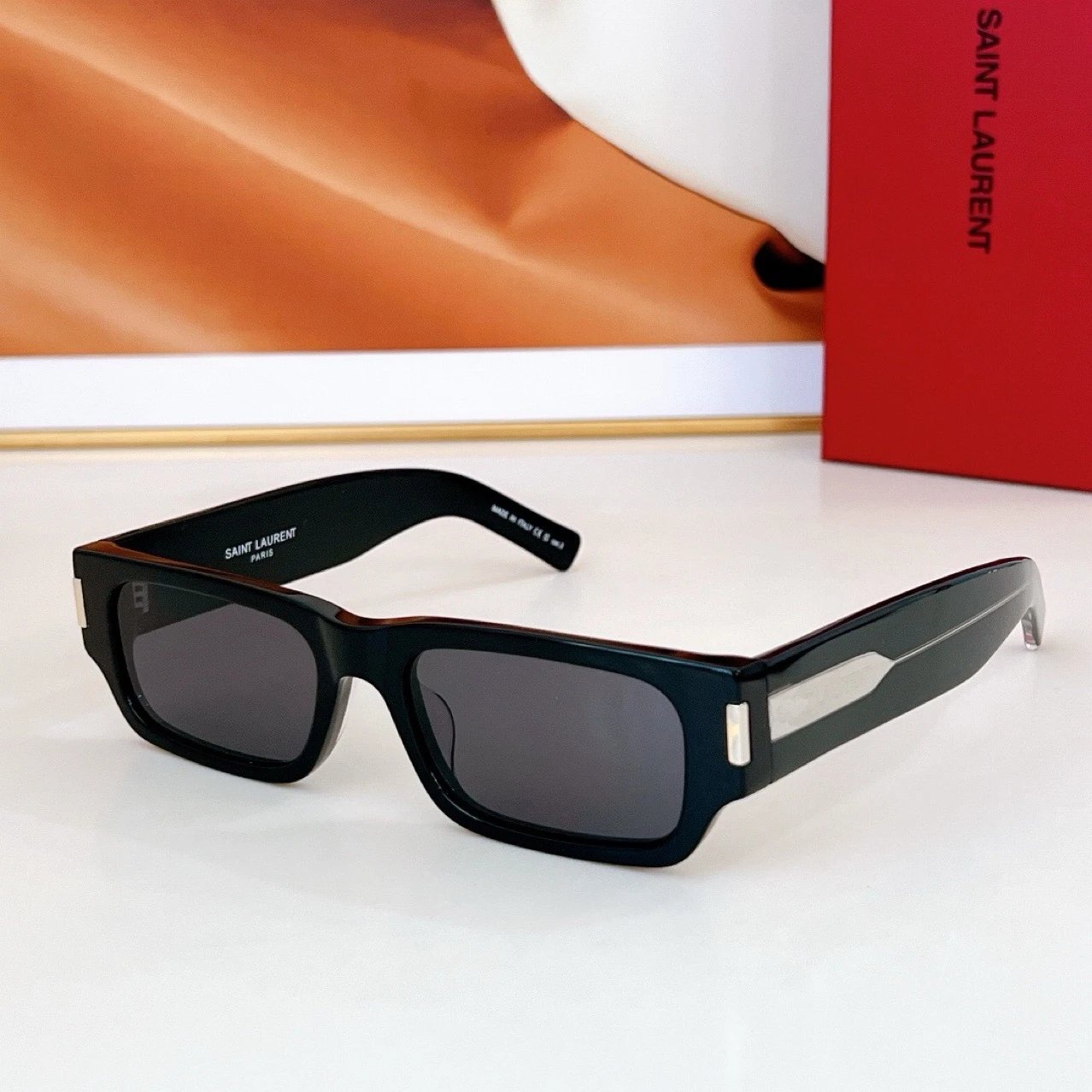 Saint Laurent Black Rectangle Sunglasses