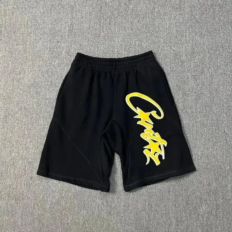 Corteiz yellow star black shorts