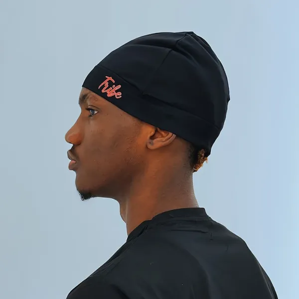 SYNA.TRIBE Beanie Black with Red Embroidery - 1