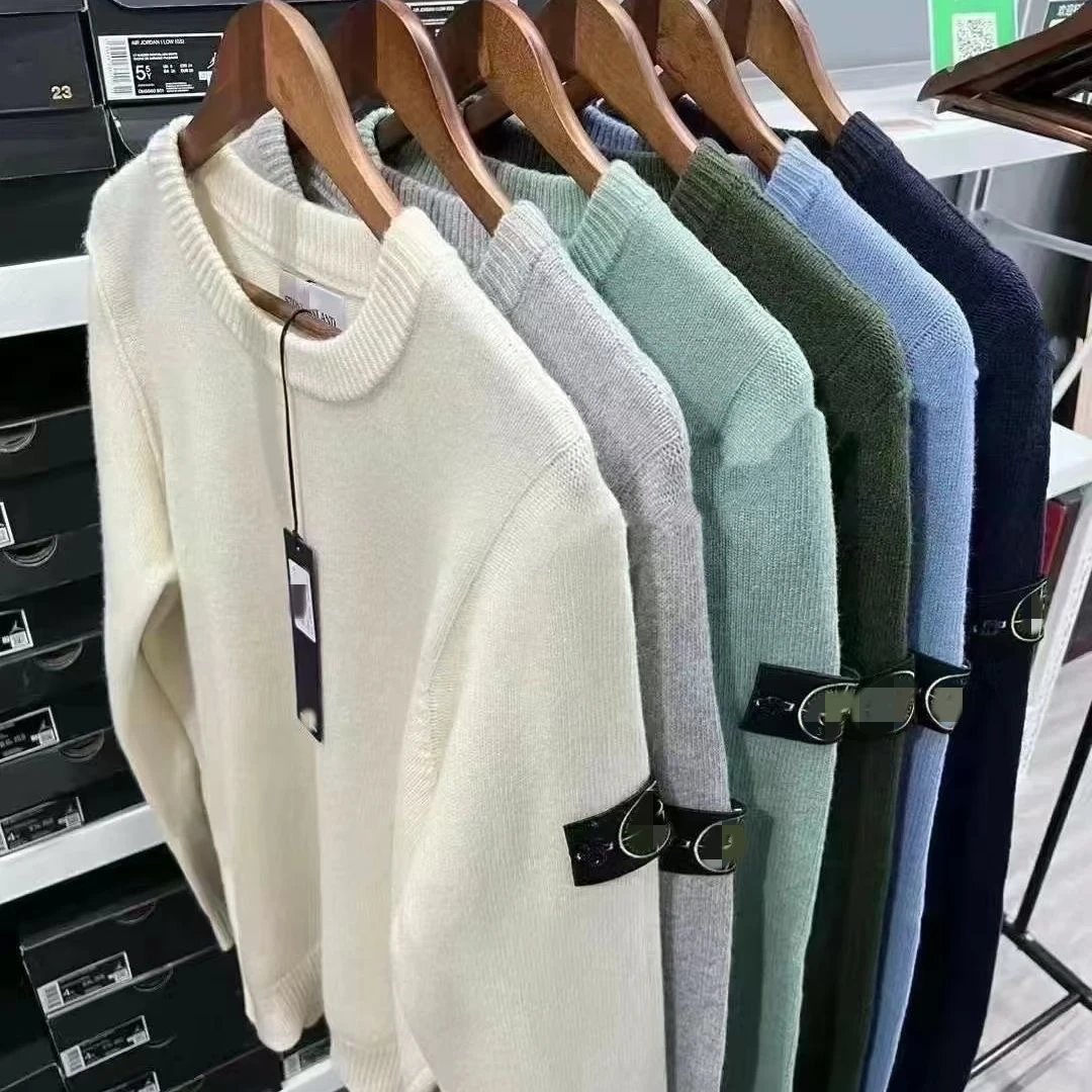 Cross-border European American Trendy Round Neck Stone Side Label Sleeve Label Sweatshirt Autumn Winter Warm Couple Pullover Long