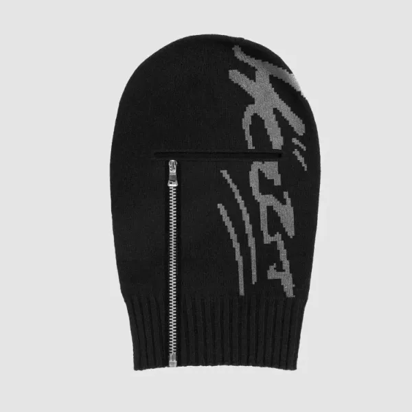 Design Zipper Balaclava Black / Gray Knit Hat - 1