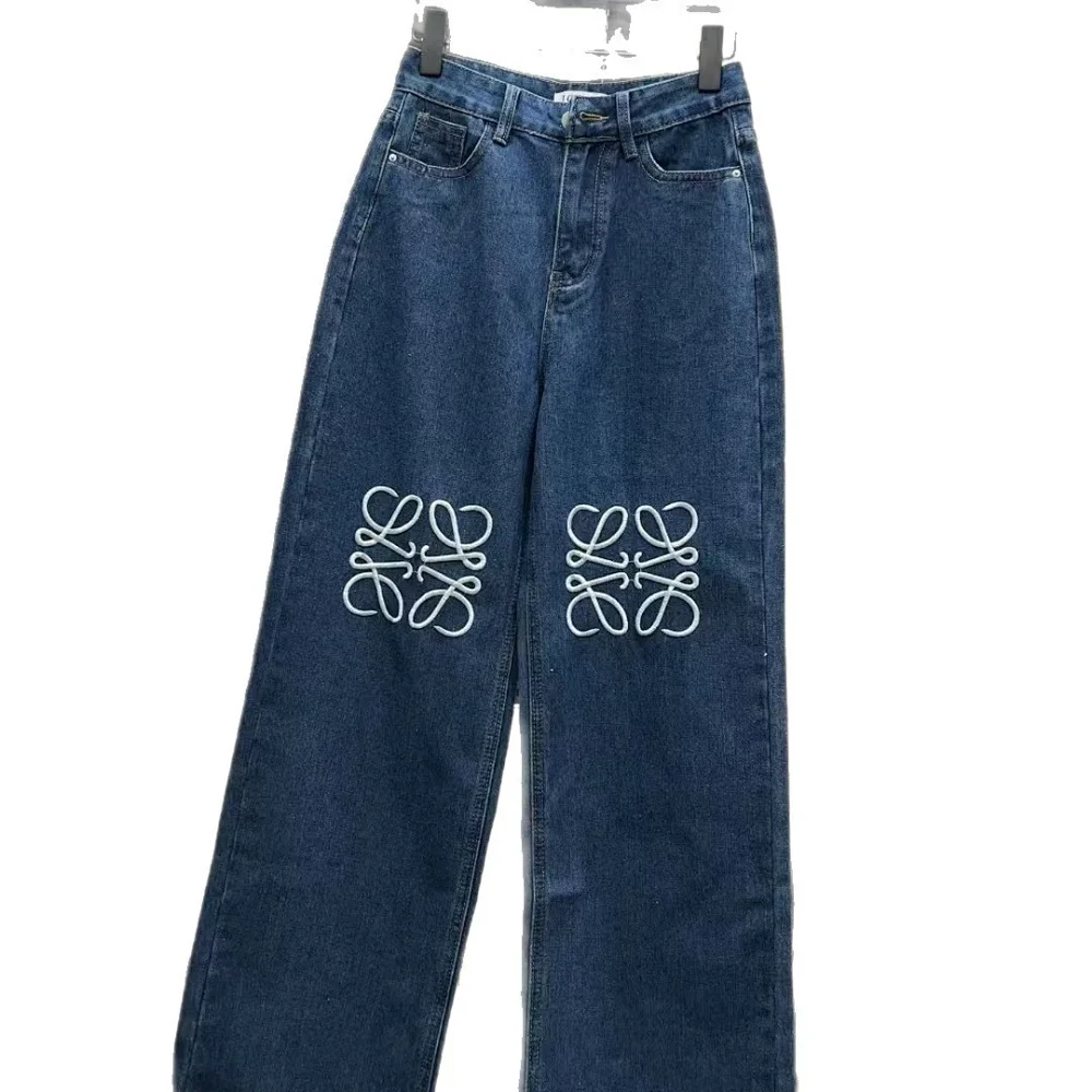 Loewe Anagram Embroidered Straight-Leg Jeans