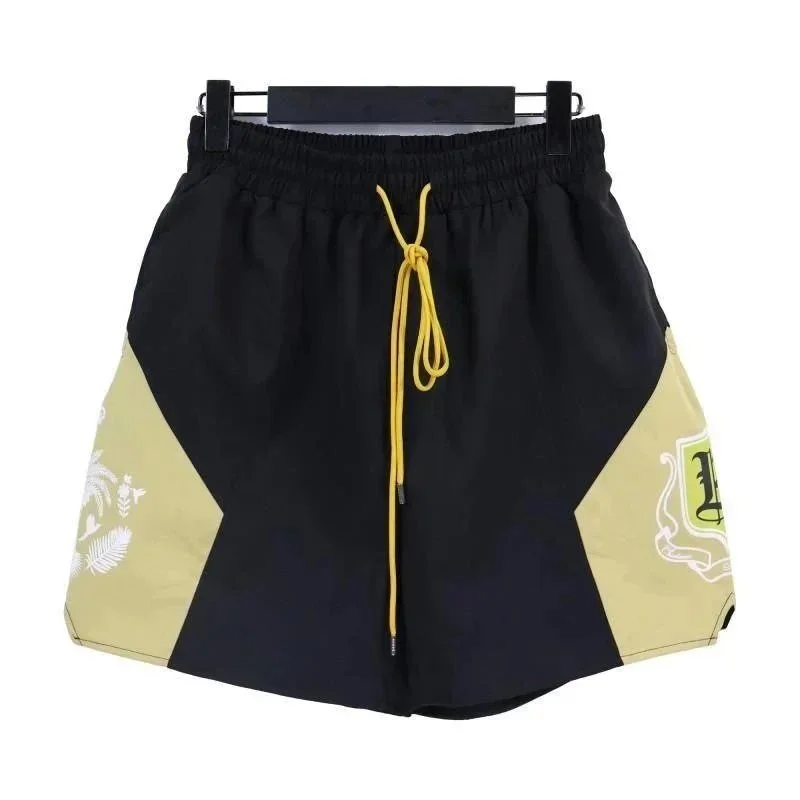 Rhude-Style Color-Block Nylon Athletic Shorts