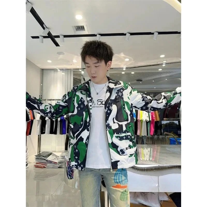 Louis Vuitton Jackets Hooded Zip-Up Camouflage Monogram Jacket image 3
